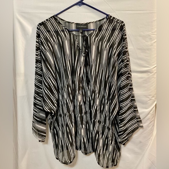 Lane Bryant Black & White Long Sleeve Striped Top - Picture 1 of 4